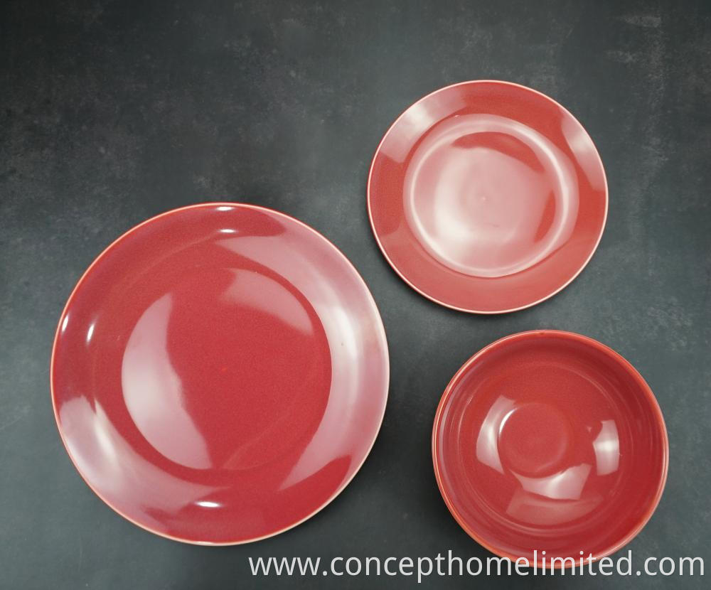Reactive Glazed Stoneware Dinner Set Claret Red Ch22067 G08 4